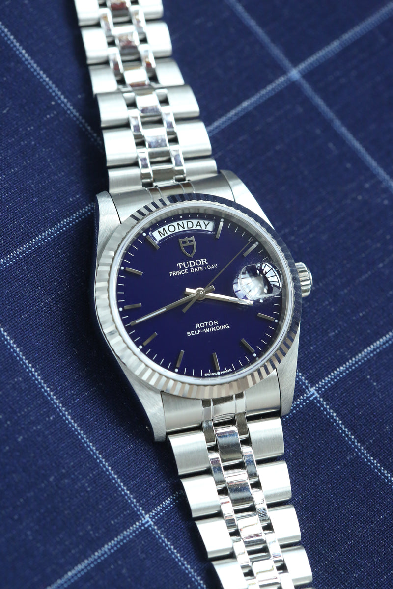 Tudor Prince Date-Day 76214 Rare Blue Dial Watch – Mayfair Watch
