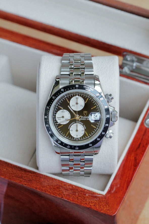 Tudor Prince Date Chronograph 79260 Mini Daytona Rare Reverse Panda Dial Watch 2005 Full-set