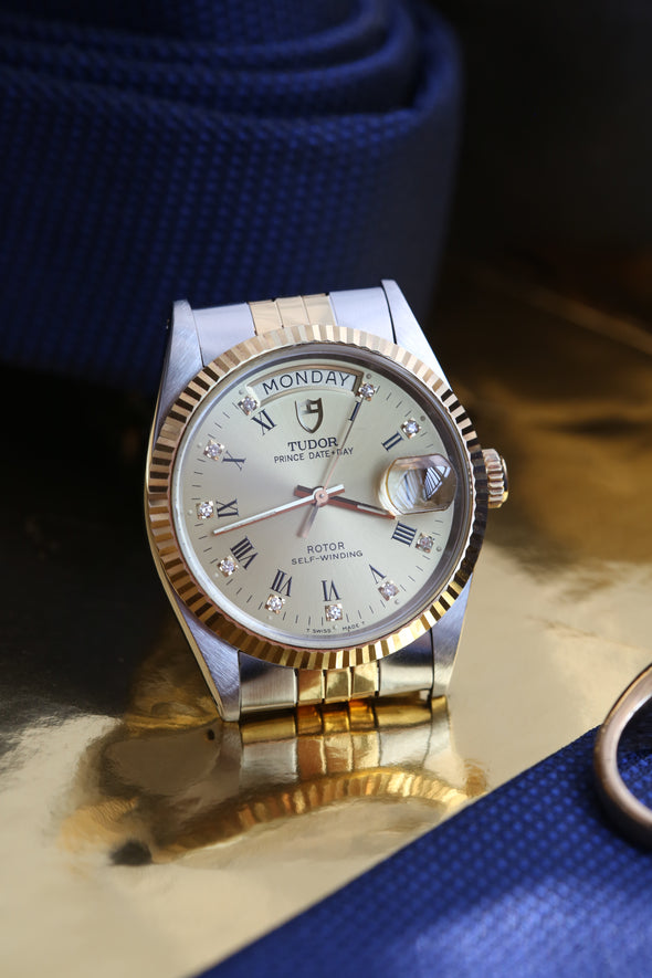 Tudor Oyster Prince Date-Day Champagne Diamonds Dial Watch