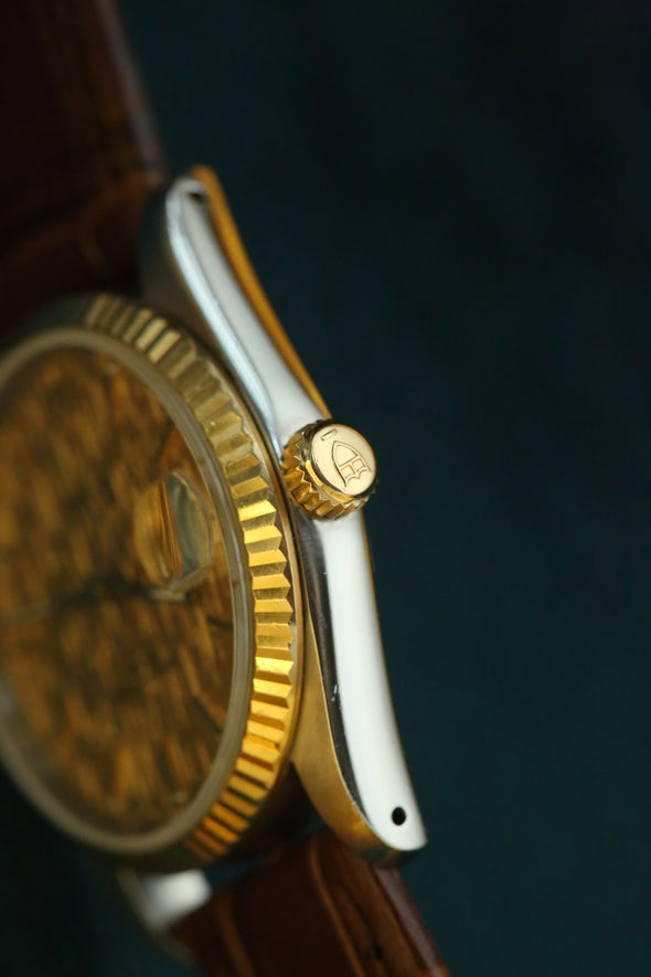 Tudor Prince Date 74033 Gold Linen Dial Watch