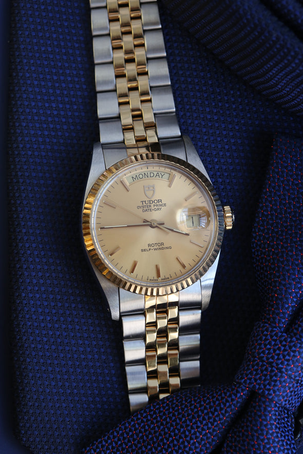 Tudor Oyster Prince Date-Day Champagne Dial Watch Full-Set