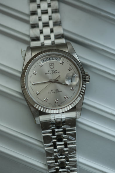 Tudor Prince Date-Day Diamonds Sunburst Dial Full-Set NOS