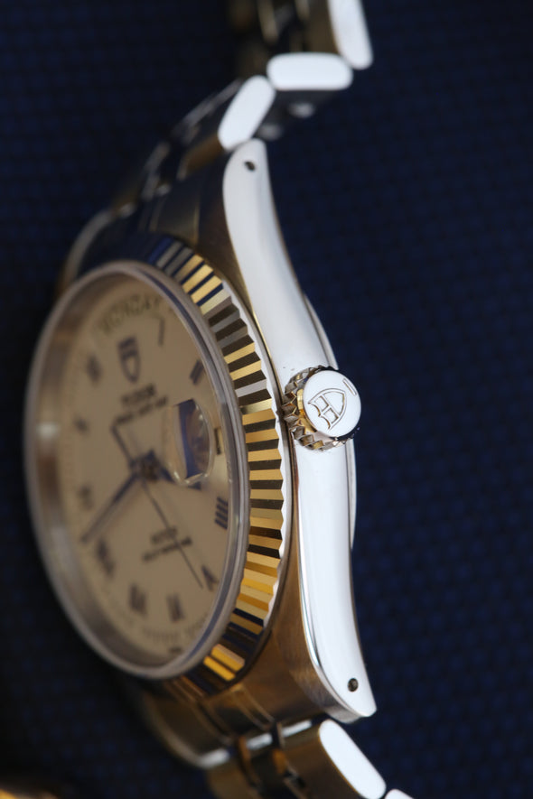 Tudor Prince Date-Day 76214 White Roman Dial Watch Full-Set