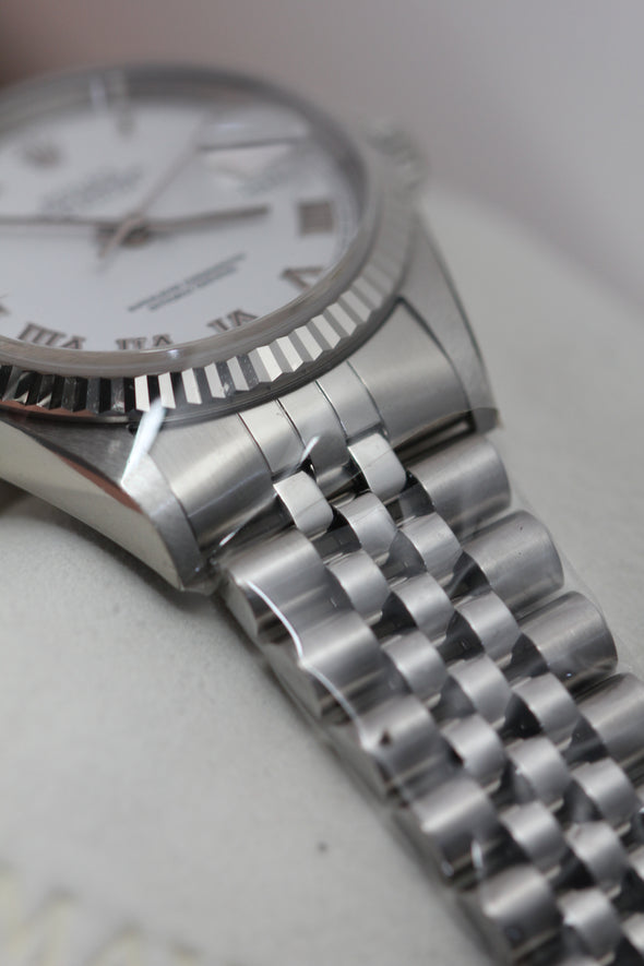 Rolex Datejust 36 White Roman Dial Full-Set NOS