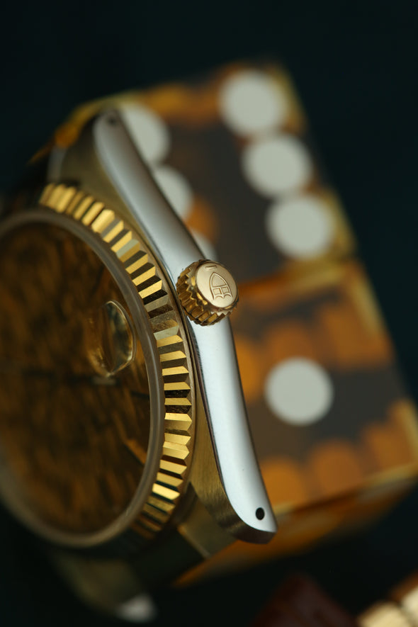 Tudor Prince Date 74033 Gold Linen Dial Watch