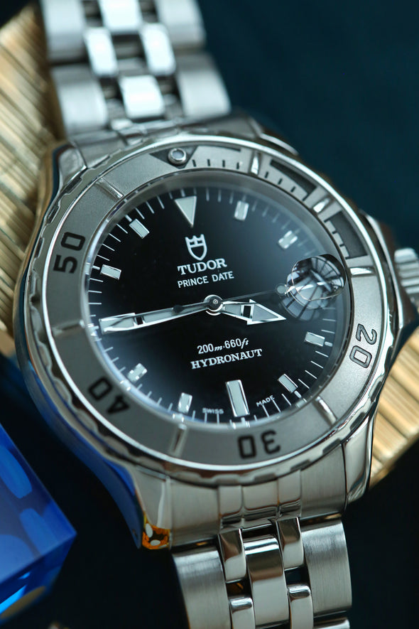 Tudor Prince Date Hydronaut 36mm rare black dial watch