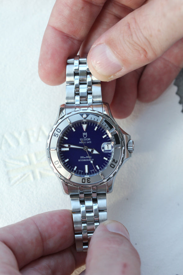 Tudor Prince Date Hydronaut 36mm rare blue dial watch