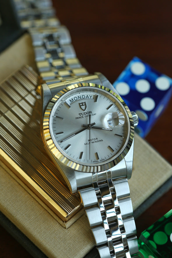 Tudor Prince Date-Day Silver Sunburst Dial NOS