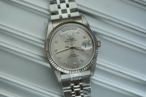 Tudor Prince Date-Day Diamonds Sunburst Dial Full-Set NOS
