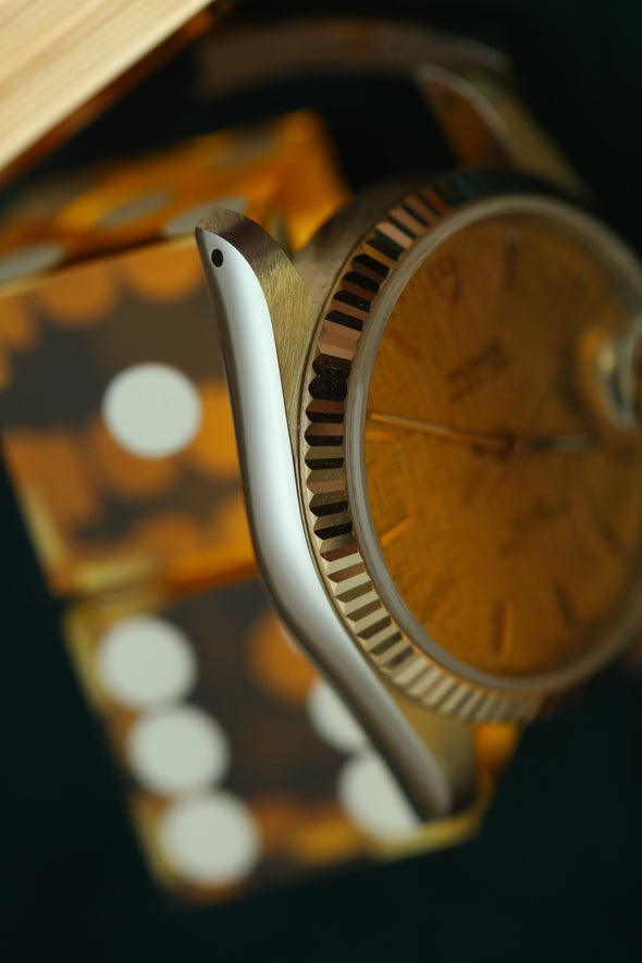 Tudor Prince Date 74033 Gold Linen Dial Watch