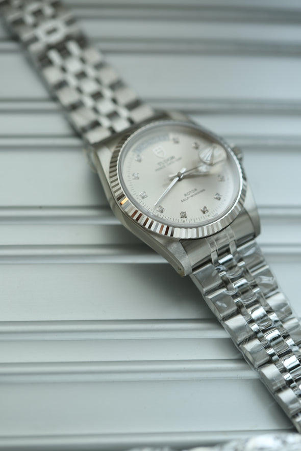 Tudor Prince Date-Day Diamonds Sunburst Dial Full-Set NOS