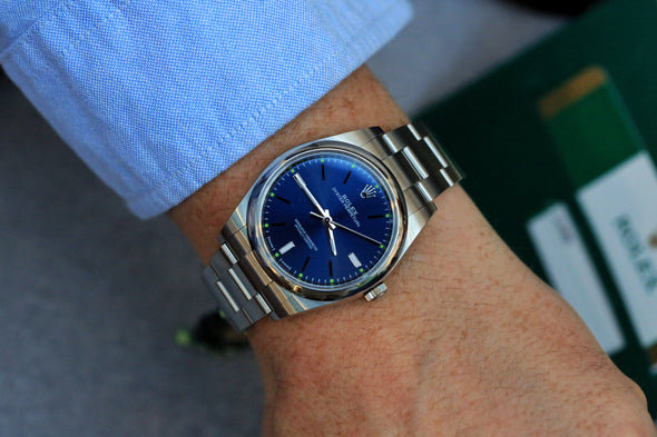 Rolex Oyster Perpetual 114300 Blue Dial 2019 Full-set watch