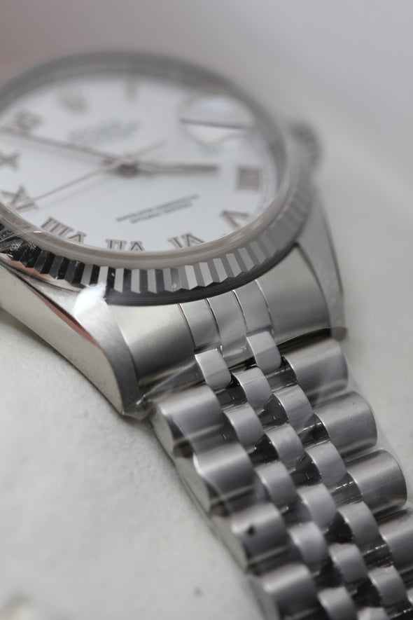 Rolex Datejust 36 White Roman Dial Full-Set NOS