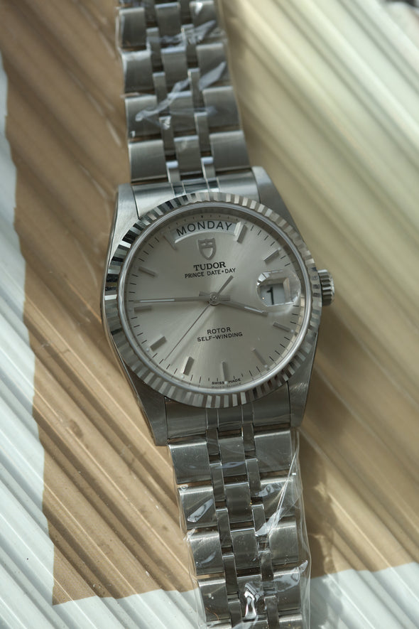 Tudor Prince Date-Day Silver Sunburst Dial NOS