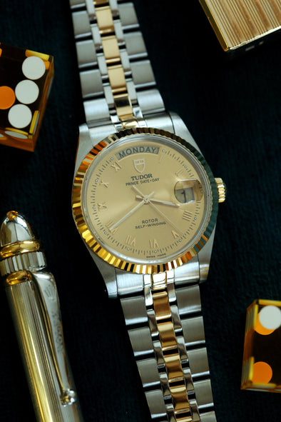 Tudor Prince Date-Day Champagne Roman Numeral Watch