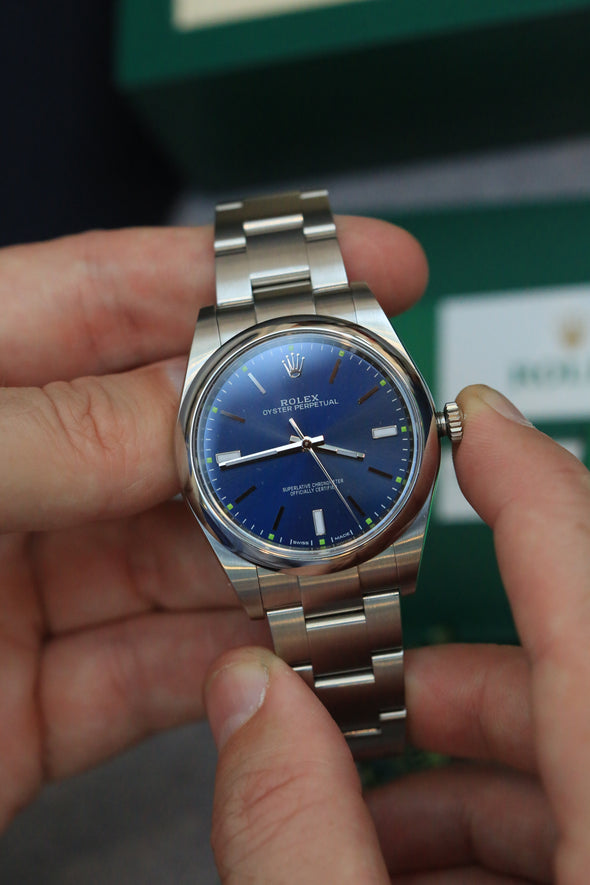 Rolex Oyster Perpetual 114300 Blue Dial 2019 Full-set watch