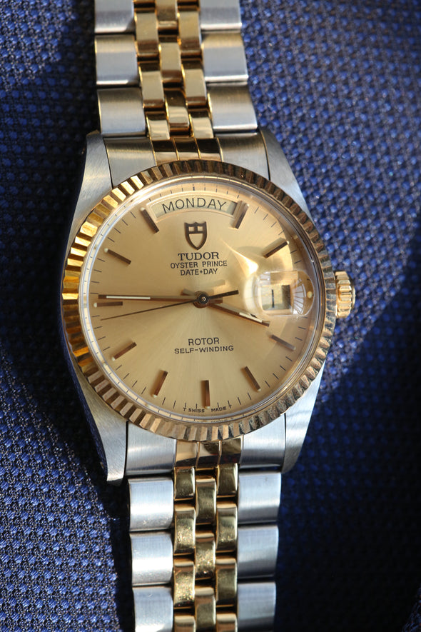 Tudor Oyster Prince Date-Day Champagne Dial Watch Full-Set