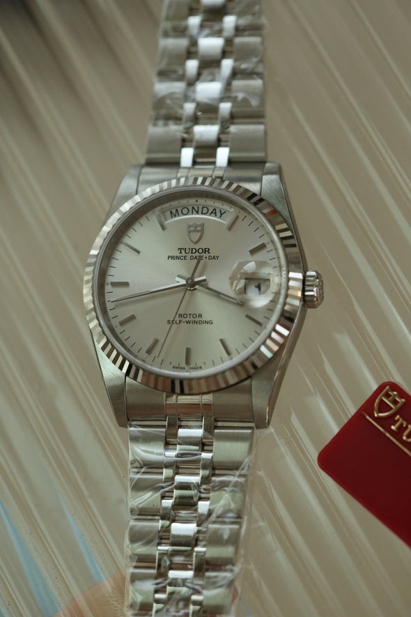 Tudor Prince Date-Day Silver Sunburst Dial NOS
