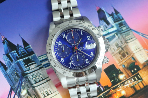 Tudor Prince Date Chronograph Blue Arabic Dial Watch