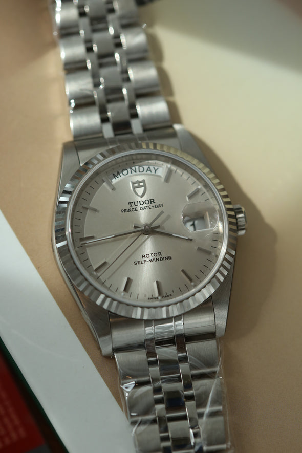 Tudor Prince Date-Day Silver Sunburst Dial NOS