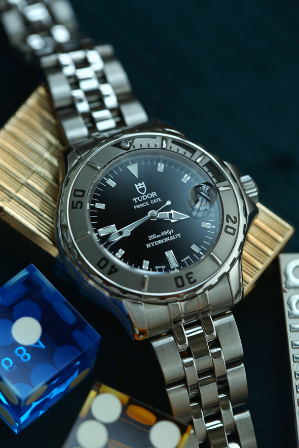 Tudor Prince Date Hydronaut 36mm rare black dial watch