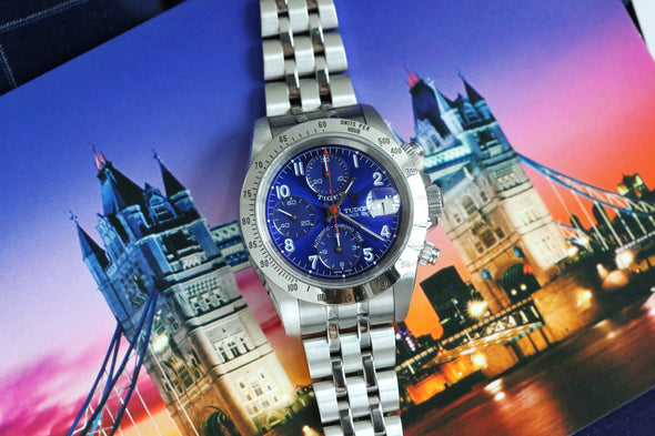 Tudor Prince Date Chronograph Blue Arabic Dial Watch