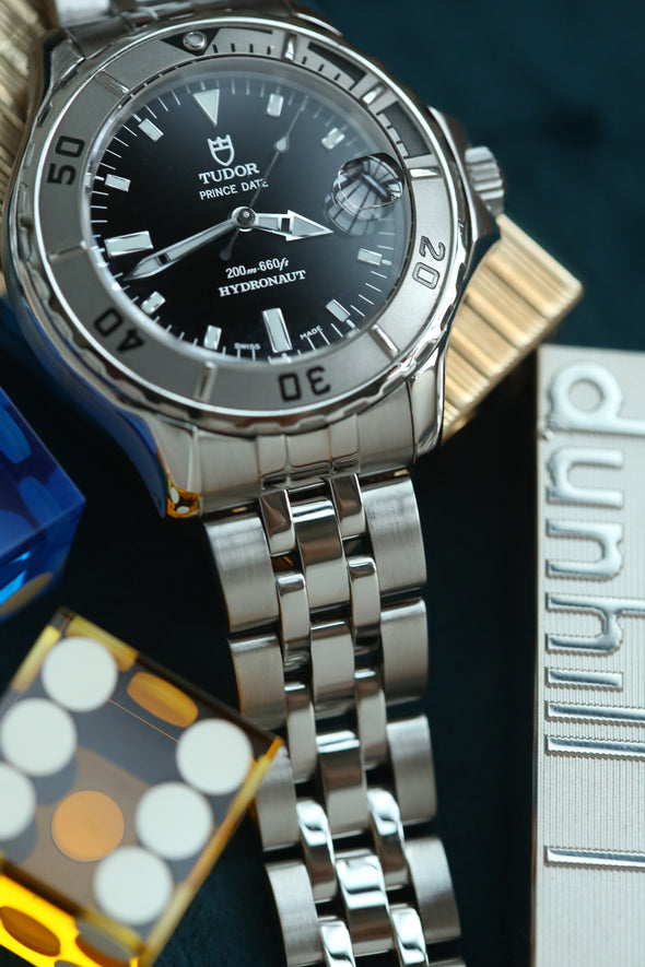 Tudor Prince Date Hydronaut 36mm rare black dial watch