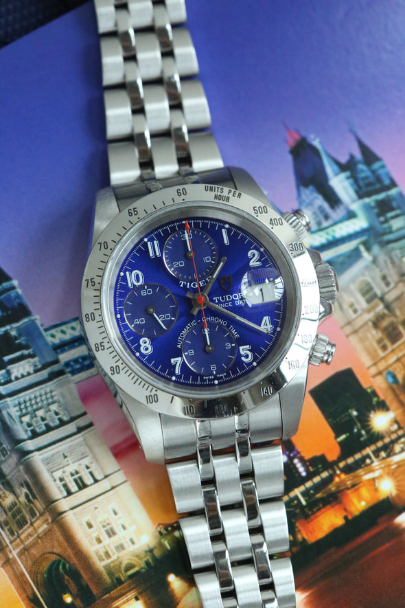 Tudor Prince Date Chronograph Blue Arabic Dial Watch