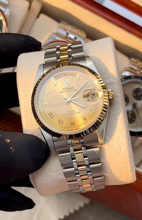Tudor Prince Date-Day 76213 Automatic Champagne Roman Dial Watch
