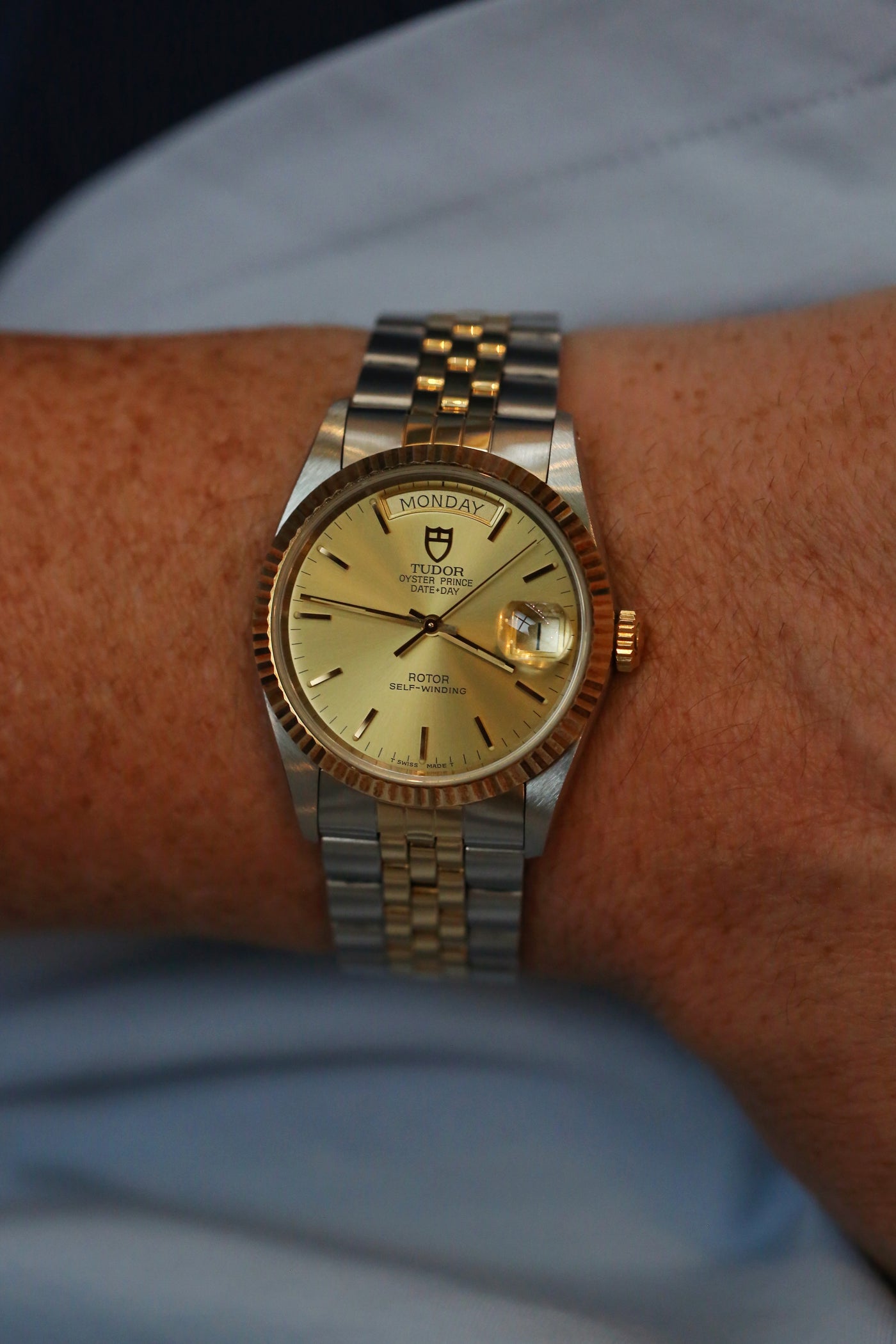 Tudor Oyster Prince Date-Day Champagne Dial Watch – Mayfair Watch