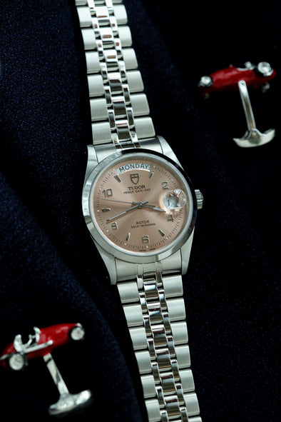 Tudor Prince Date-Day 76200 Salmon Dial Watch NOS
