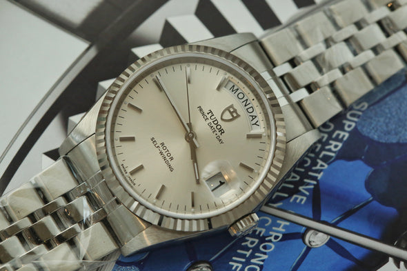 Tudor Prince Date-Day Silver Sunburst Dial NOS