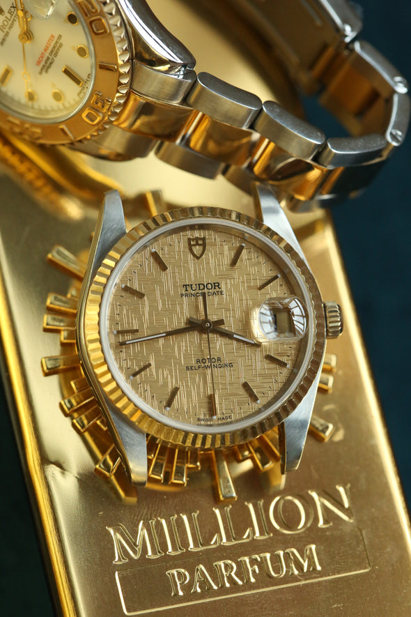 Tudor Prince Date 74033 Gold Linen Dial Watch