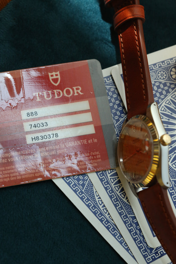 Tudor Prince Date 74033 Gold Linen Dial Watch Full-Set