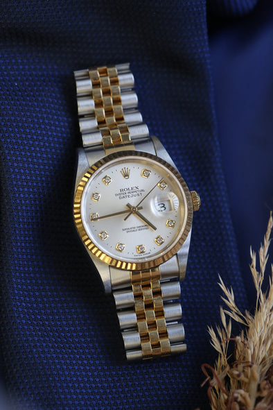 Rolex Datejust Silver Diamonds Dial Watch