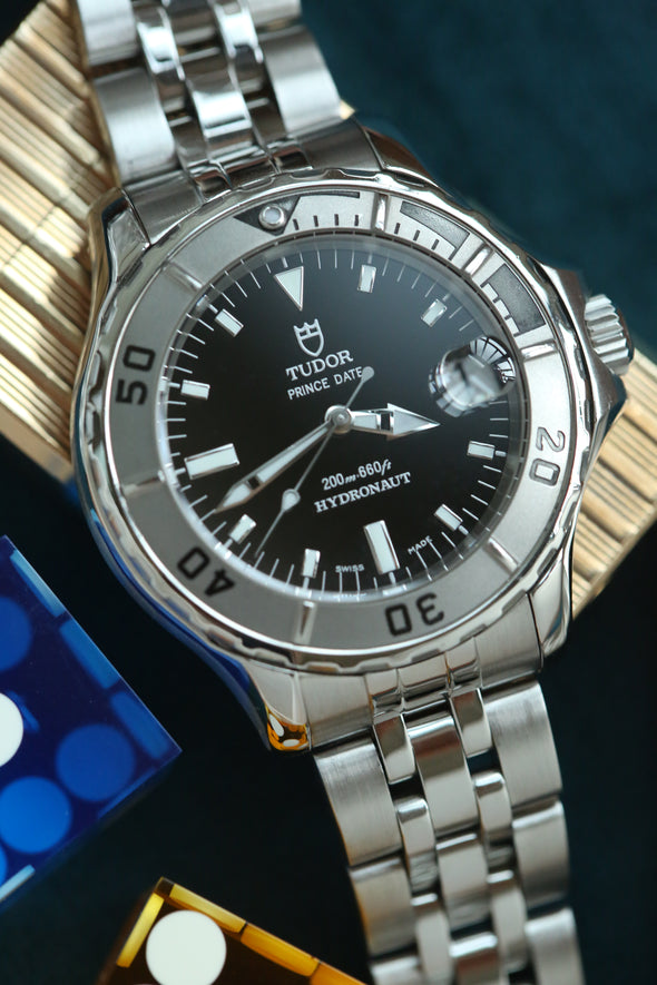 Tudor Prince Date Hydronaut 36mm rare black dial watch
