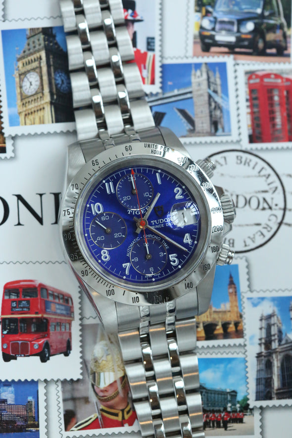 Tudor Prince Date Chronograph Blue Arabic Dial Watch