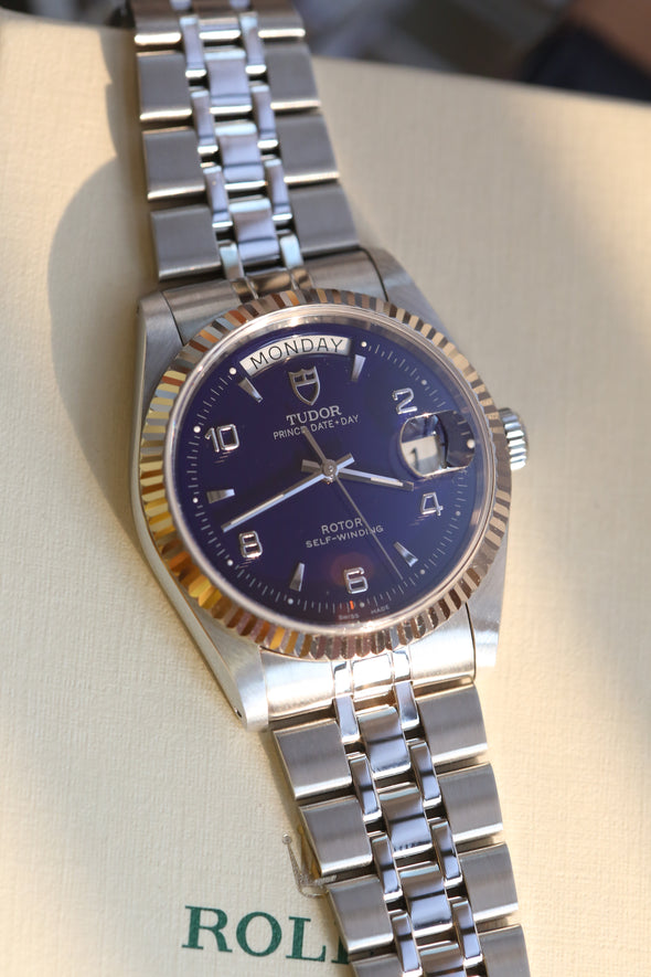 Tudor Prince Date-Day 76214 Blue Arabic Dial Watch