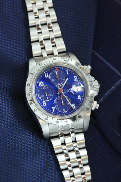 Tudor Prince Date Chronograph Blue Arabic Dial Watch