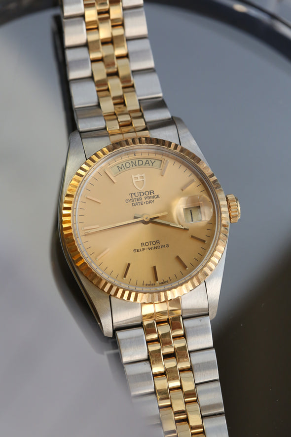 Tudor Oyster Prince Date-Day Champagne Dial Watch Full-Set