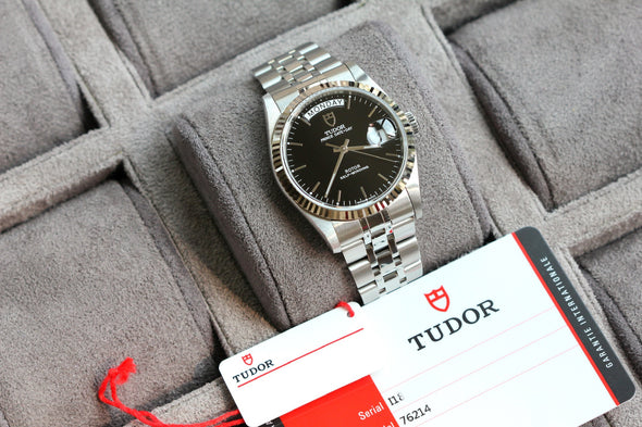 Tudor Prince Date-Day 76214 Black Dial Watch Full-Set