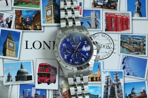 Tudor Prince Date Chronograph Blue Arabic Dial Watch
