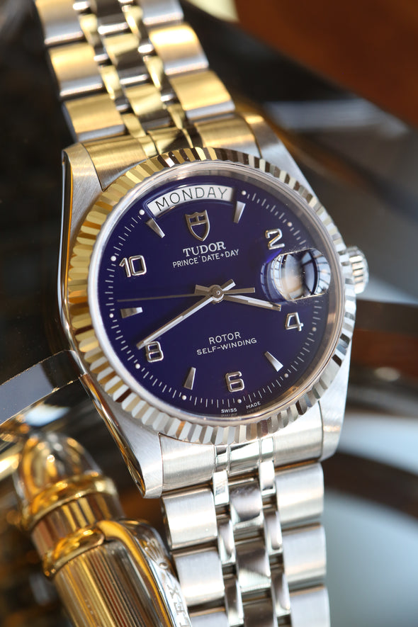 Tudor Prince Date-Day 76214 Blue Arabic Dial Watch