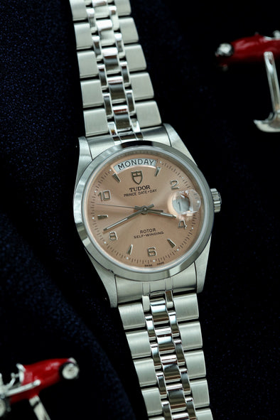 Tudor Prince Date-Day 76200 Salmon Dial Watch NOS