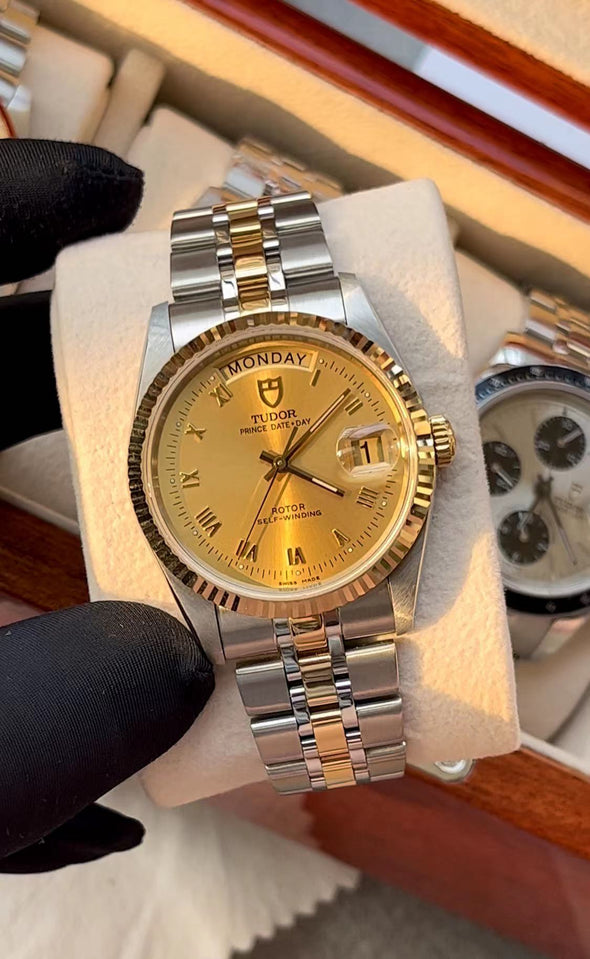 Tudor Prince Date-Day 76213 Automatic Champagne Roman Dial Watch