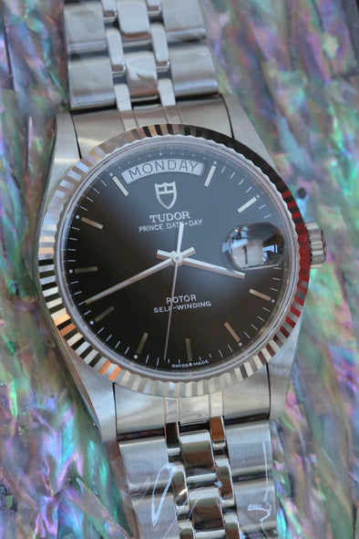 Tudor Prince Date 76214 Black Dial Watch NOS
