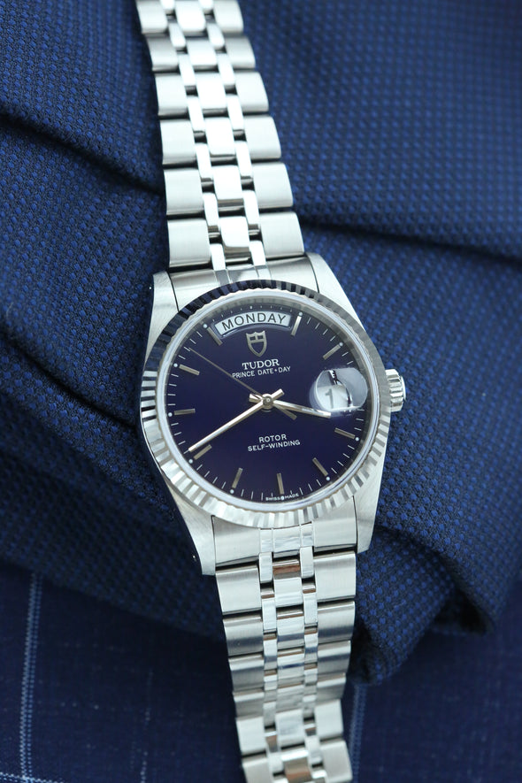 Tudor Prince Date-Day 76214 Rare Blue Dial Watch