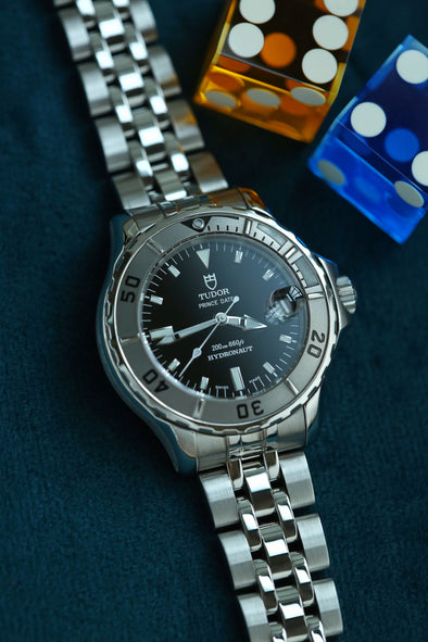 Tudor Prince Date Hydronaut 36mm rare black dial watch