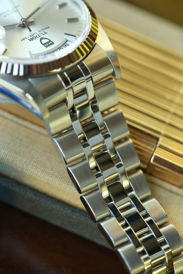Tudor Prince Date-Day Silver Sunburst Dial NOS