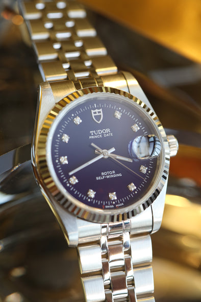 Tudor Prince Date 74034 Blue Diamonds Dial Watch